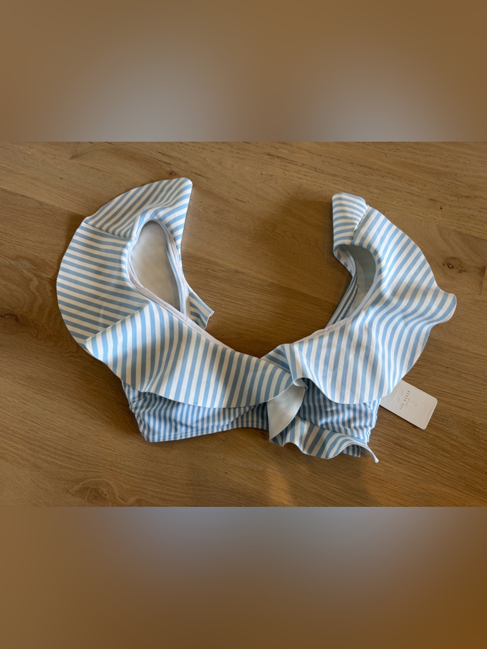 Ted Baker London stripe ruffle bikini top size 1 NWT